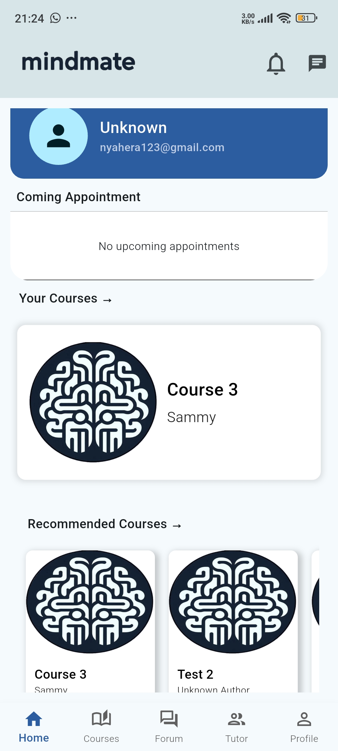 MindMate tutor directory screen